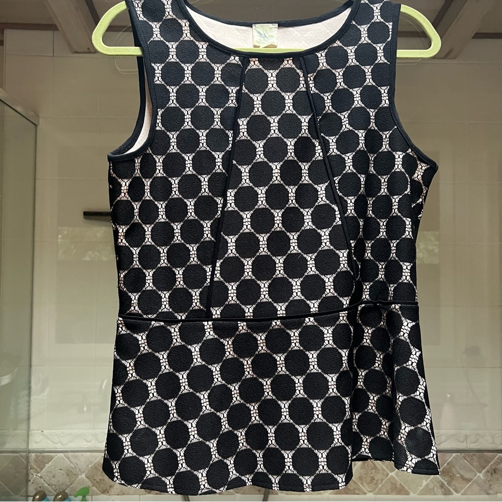 Anthropologie peplum black and beige top - medium